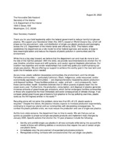 Plastics Letter to Sec. Haaland 8.25.22 FINAL - Milwaukee Riverkeeper