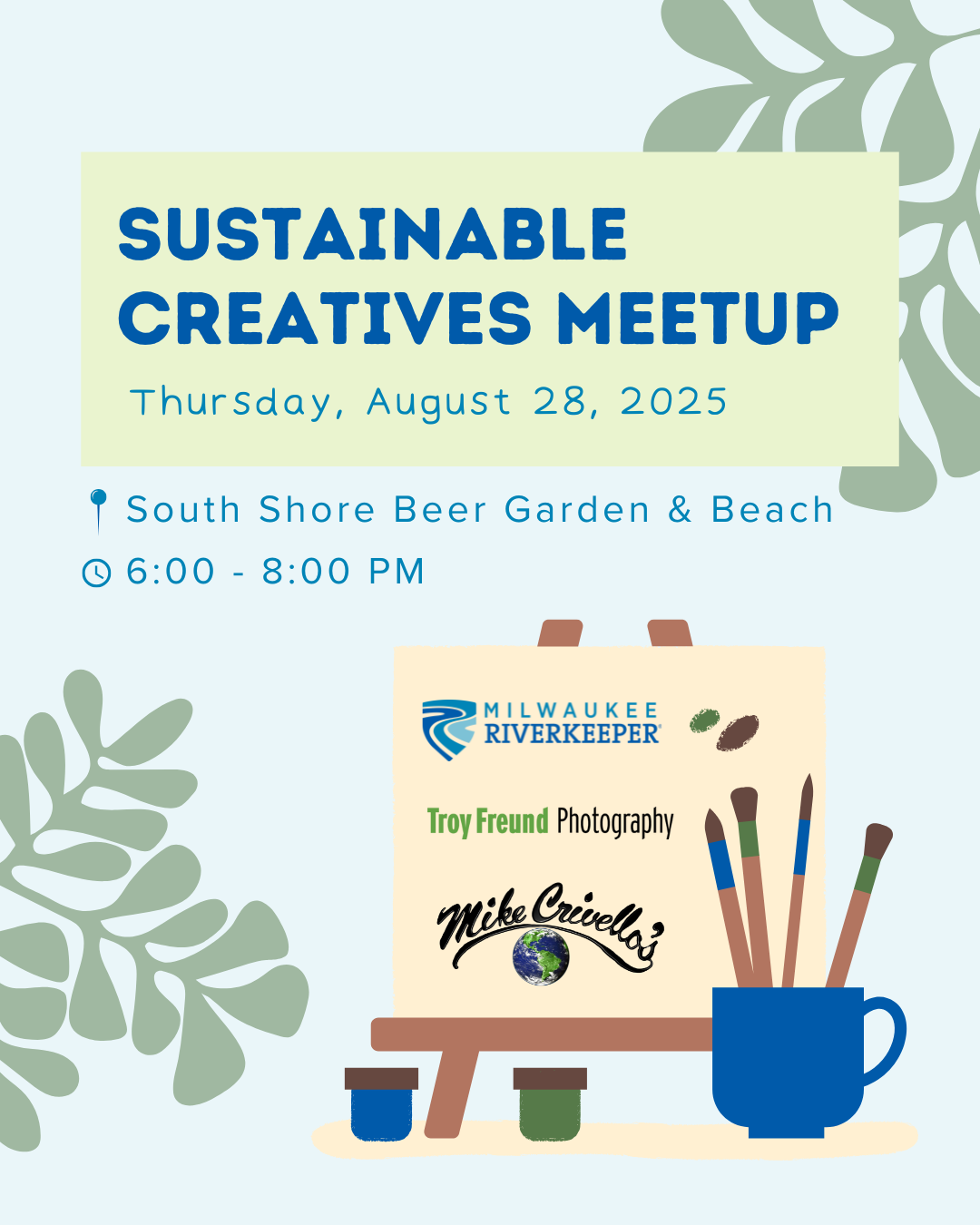 Graphic describing the Sustainable Creatives Meetup